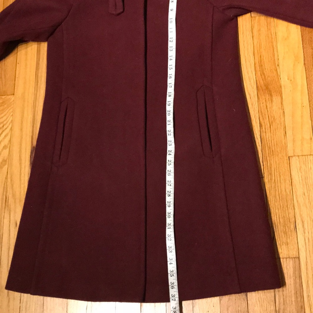 ✈️Loft Wool Preppy long Mock Pencil Bodice wine burgundy solid minimalist button - Picture 12 of 15